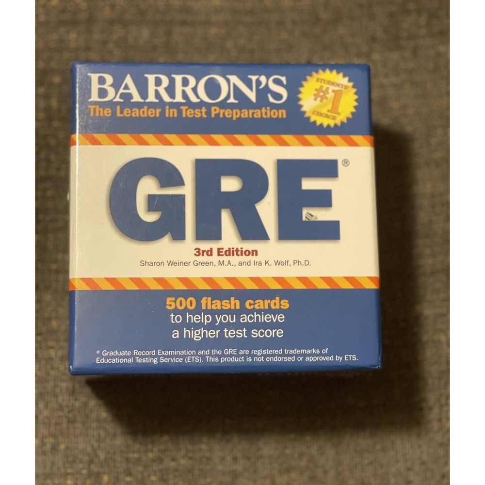 Barron's GRE Flash Cards 3rd Edition 500 Test Prep Cards Verbal Quantitative